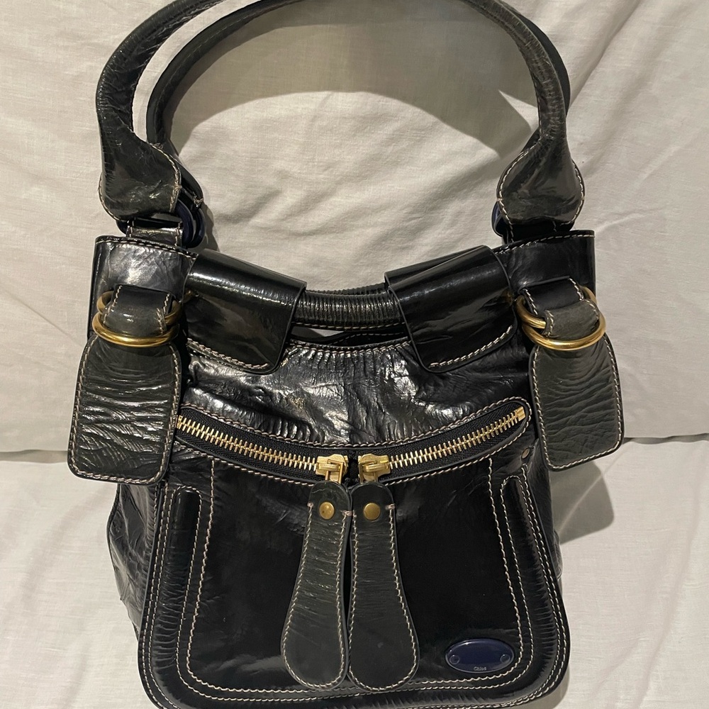 Vintage Chloe Black Leather Shoulder Bag